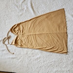 Mira Mirami tan halter minidress Made in Italy Sz 8 faux suede boho festivals